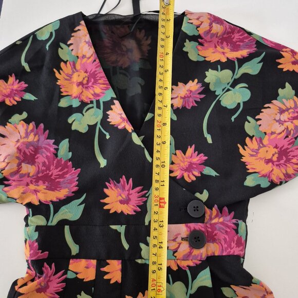ZARA TRF Floral Mini Dress | Black with Pink & Orange Flowers | Size XS - Picture 11 of 13